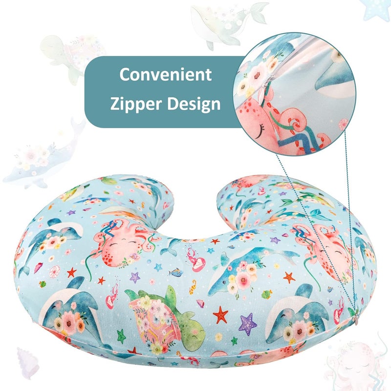 DILIMI Nursing Pillow Cover Stretchy Removable Cover for Breastfeeding Pillows, Ultra Soft Comfortable Slipcover for Baby Girl and Boy, Ocean World - Image 3